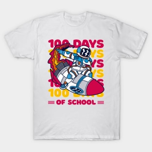100 days of school typography featuring Astronauts dabbing on a rocket #2 T-Shirt